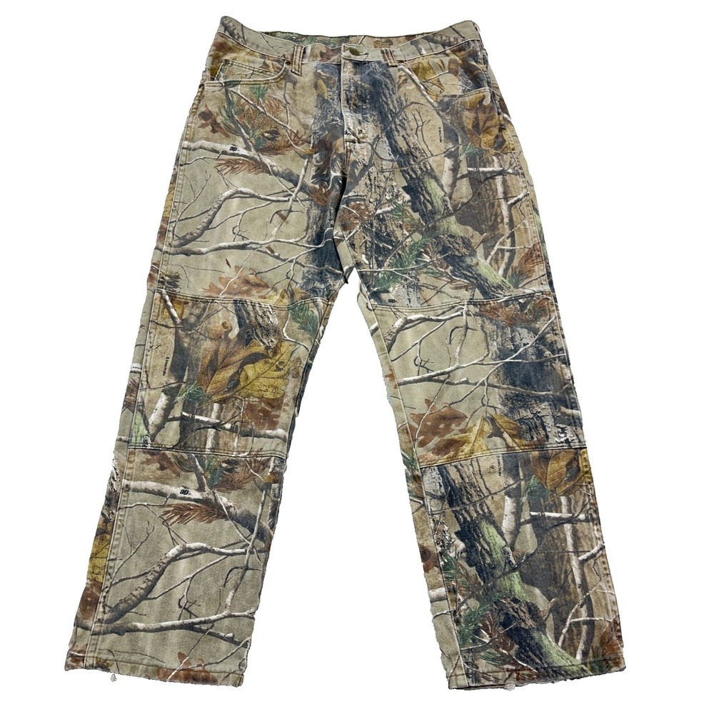 Vintage Wrangler Camo Jeans Men 34x29 Realtree Hardwood Baggy Y2K Double‎ Knee *